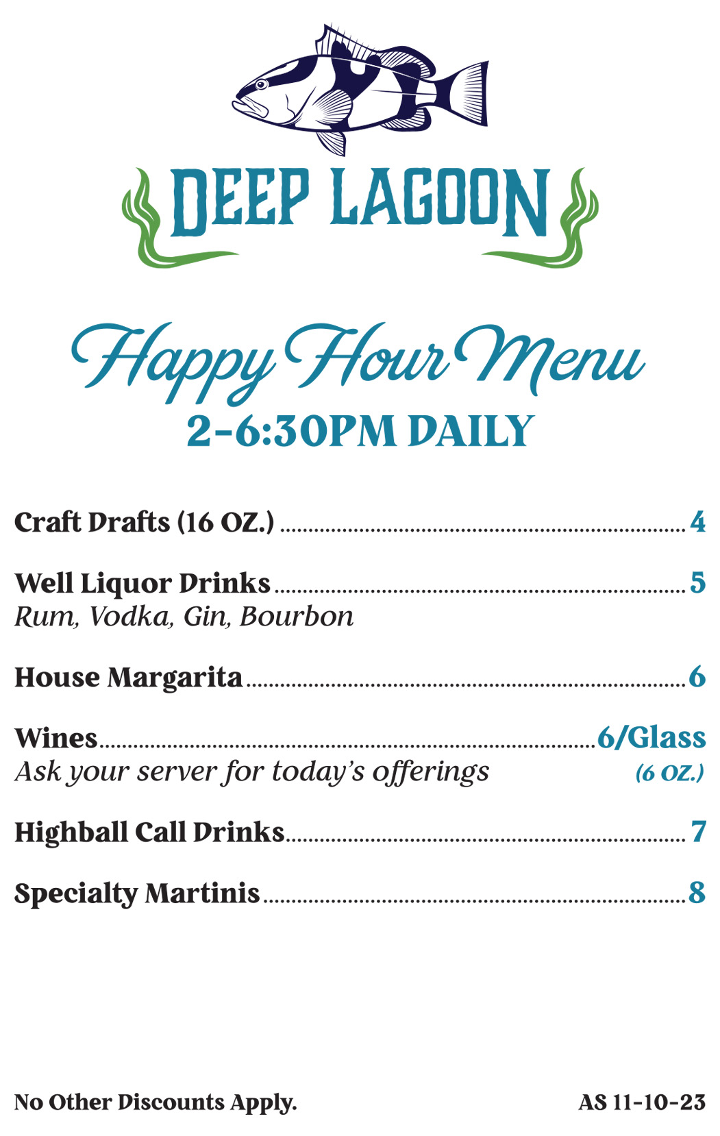 Small Plates & Happy Hour Deep Lagoon Seafood